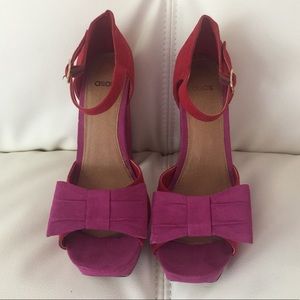 ASOS red & pink suede open toe heels. EU39=UK6=US8